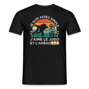 J' aime le judo et l' apéro humour judoka vintage - T-shirt homme - noir - Devant - AI Model Male 178 light (178cm)