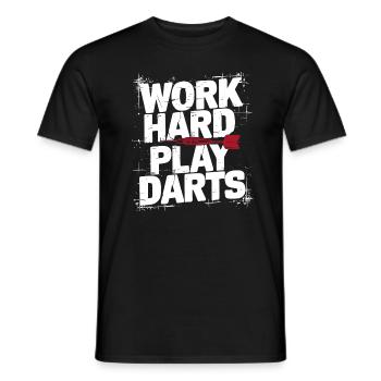 Work Hard Play Darts Darts - Men's T-Shirt - black - Front - AI Model Male 178 light (178cm)