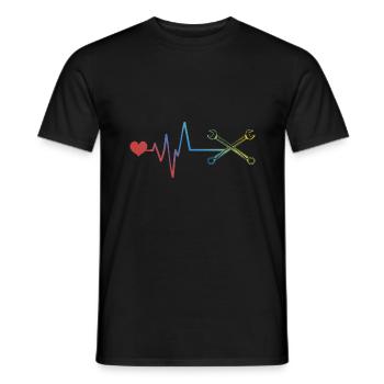 Battement de cœur de pouls de clé à molette - T-shirt homme - noir - Devant - AI Model Male 178 light (178cm)