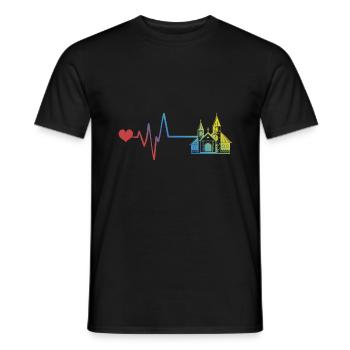 Kyrka, Puls, Hjärtslag - T-shirt herr - svart - Fram - AI Model Male 178 light (178cm)
