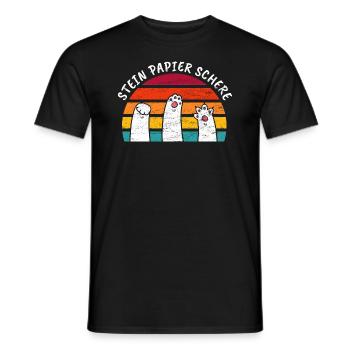 Katzenliebhaber Humor Lustig Stein Papier Schere - Männer T-Shirt - Schwarz - Vorne - AI Model Male 178 light (178cm)