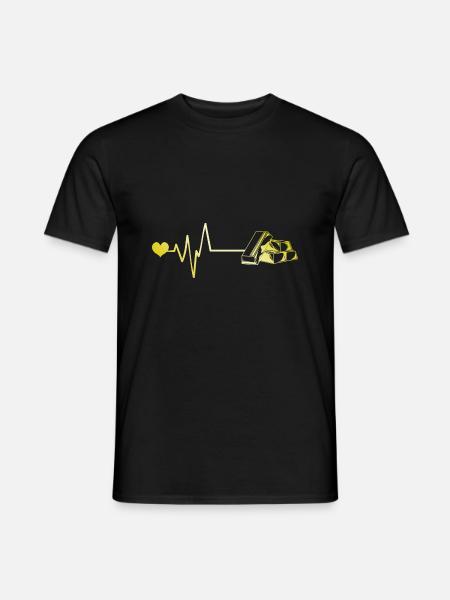 Gold Pulse Heart Love - Men's T-Shirt - black