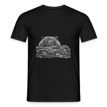 Gelangweilter Bär Wartet - Männer T-Shirt - Schwarz - Vorne - AI Model Male 178 light (178cm)