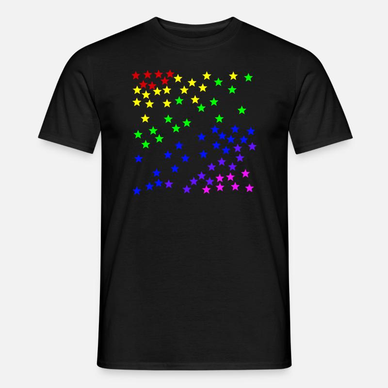 Regenbogen Sterne bunt Geschenkidee - Männer T-Shirt - Schwarz