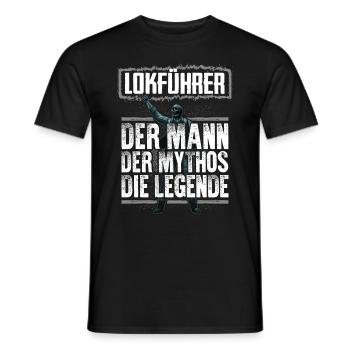 LOKFÜHRER - Mythos - Männer T-Shirt - Schwarz - Vorne - AI Model Male 178 light (178cm)