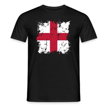 England Flag Vintage English Flag Used Look - Men's T-Shirt - black - Front - AI Model Male 178 light (178cm)