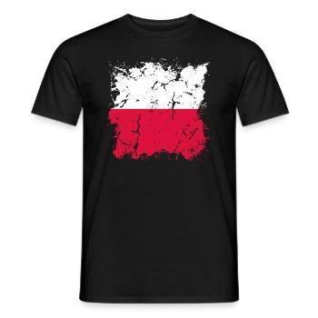 Drapeau de Pologne utilisé Look Polska Drapeau polonais - T-shirt homme - noir - Devant - AI Model Male 178 light (178cm)