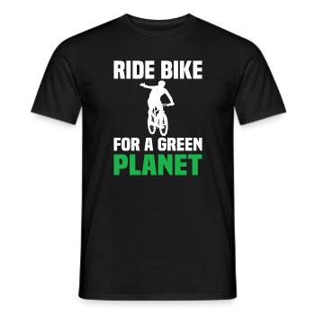 Ride Bike For A Green Planet - Men's T-Shirt - black - Front - AI Model Male 178 light (178cm)