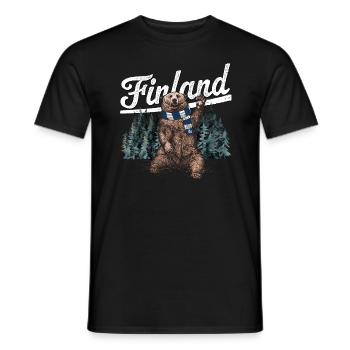 Finlande - Ours et écharpe - Finlande - T-shirt homme - noir - Devant - AI Model Male 178 light (178cm)