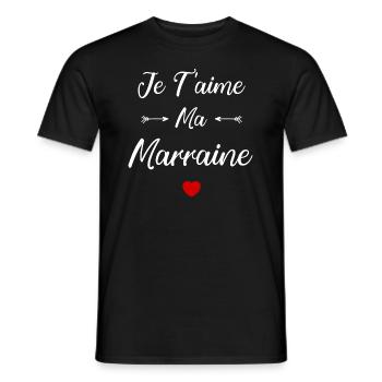 Je t'aime ma Marraine - T-shirt homme - noir - Devant - AI Model Male 178 light (178cm)