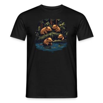 Capybaras Wasserschwein - Männer T-Shirt - Schwarz - Vorne - AI Model Male 178 light (178cm)