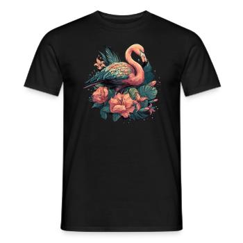 Flamant rose Oiseaux Nature Animaux Nature Nature Tropical - T-shirt homme - noir - Devant - AI Model Male 178 light (178cm)