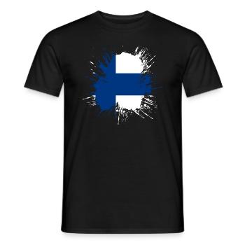 Finland Flag Suomi Finnish Flag Used Look - Men's T-Shirt - black - Front - AI Model Male 178 light (178cm)