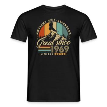 Grand depuis 1969 Vintage Vintage Anniversaire - T-shirt homme - noir - Devant - AI Model Male 178 light (178cm)