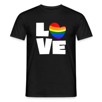 LGBT Gay Pride Coeur Heart Arc-en-ciel Amour Amour - T-shirt homme - noir - Devant - AI Model Male 178 light (178cm)