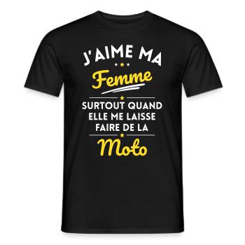 J'aime ma femme quand me laisse faire de la Moto - T-shirt homme - noir - Devant - AI Model Male 178 light (178cm)