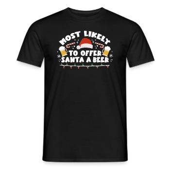 Weihnachten Bier Most Likely To Offer Santa a Beer - Männer T-Shirt - Schwarz - Vorne - AI Model Male 178 light (178cm)