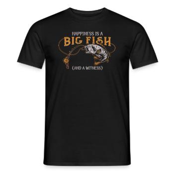 Angler Angeln Geschenkidee Happiness Is A Big Fish - Männer T-Shirt - Schwarz - Vorne - AI Model Male 178 light (178cm)