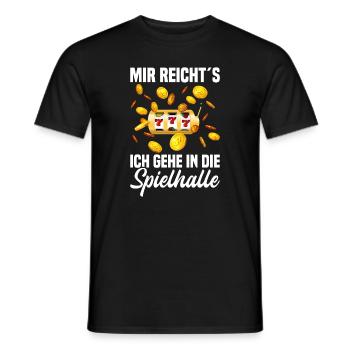 Spielothek-I've had enough, I'm going to the Speilhalle - Men's T-Shirt - black - Front - AI Model Male 178 light (178cm)