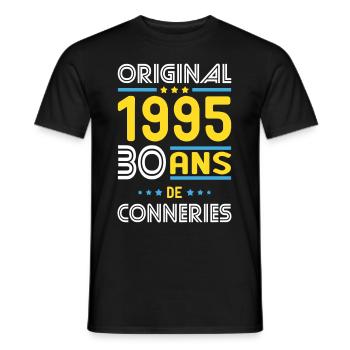 Anniversaire 30 ans - Original 1995 - Conneries - T-shirt homme - noir - Devant - AI Model Male 178 light (178cm)