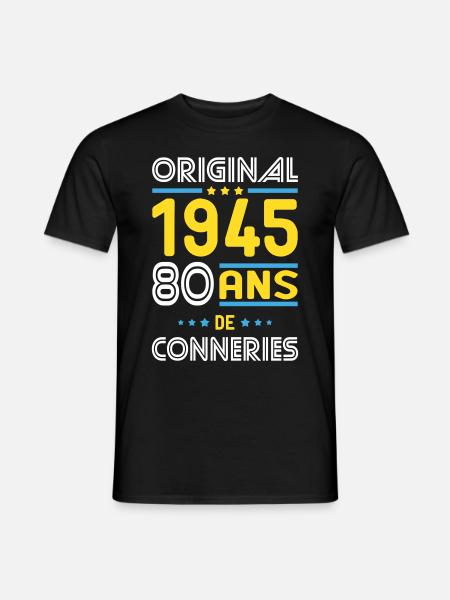 80th Birthday - Original 1945 - - Men's T-Shirt - black