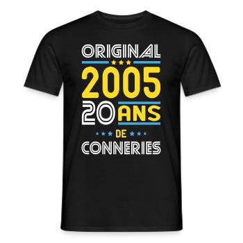 Anniversaire 20 ans - Original 2005 - Conneries - T-shirt homme - noir - Devant - AI Model Male 178 light (178cm)
