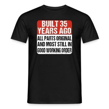 Built 35 Years Ago - 35 Birthday - Men's T-Shirt - black - Front - AI Model Male 178 light (178cm)