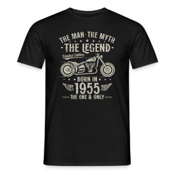 1955 Vintage homme mythe légende moto - T-shirt homme - noir - Devant - AI Model Male 178 light (178cm)