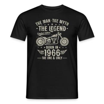 1966 Vintage homme mythe légende moto - T-shirt homme - noir - Devant - AI Model Male 178 light (178cm)