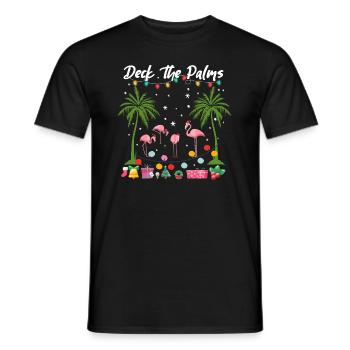 Pont de Noël The Palms Pink Flamingos Holiday - T-shirt homme - noir - Devant - AI Model Male 178 light (178cm)