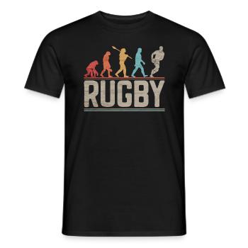 Rugby Funny Evolution for Men Rugby Players - Men's T-Shirt - black - Front - AI Model Male 178 light (178cm)