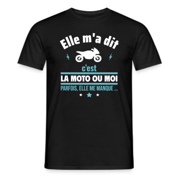 La moto ou moi,Motard,Moto,Humour,Drôles - T-shirt homme - noir - Devant - AI Model Male 178 light (178cm)