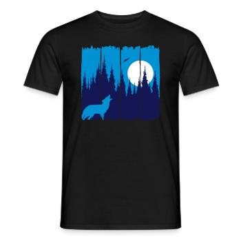 Wolf vor Mond/Sonne Waldbewohner Waldtier Geschenk - Männer T-Shirt - Schwarz - Vorne - AI Model Male 178 light (178cm)