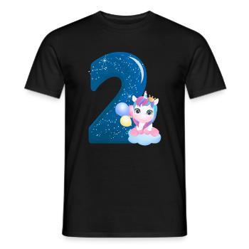 2. Geburtstag mit Einhorn-Motiv, blau - Männer T-Shirt - Schwarz - Vorne - AI Model Male 178 light (178cm)