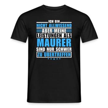 Unsurpassed performance as a bricklayer - Men's T-Shirt - black - Front - AI Model Male 178 light (178cm)