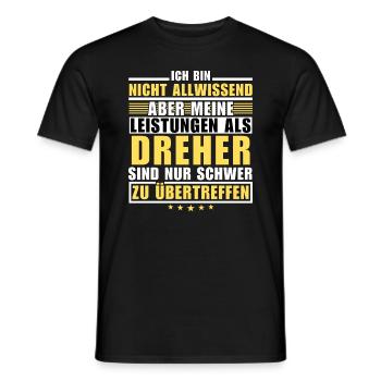 Des performances inégalées en tant que tourneur - T-shirt homme - noir - Devant - AI Model Male 178 light (178cm)