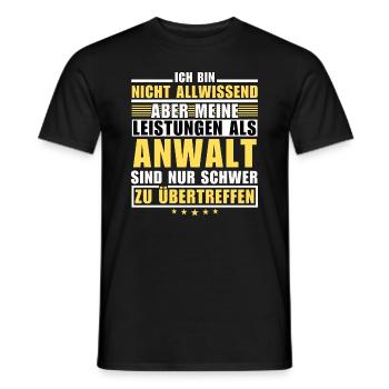 Unübertroffene Leistung als Anwalt - Männer T-Shirt - Schwarz - Vorne - AI Model Male 178 light (178cm)