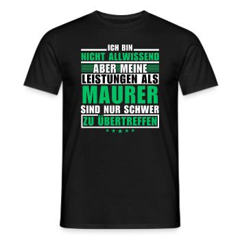Unsurpassed performance as a bricklayer - Men's T-Shirt - black - Front - AI Model Male 178 light (178cm)