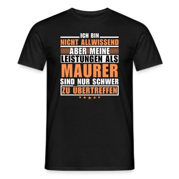 Unsurpassed performance as a bricklayer - Men's T-Shirt - black - Front - AI Model Male 178 light (178cm)