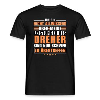 Des performances inégalées en tant que tourneur - T-shirt homme - noir - Devant - AI Model Male 178 light (178cm)