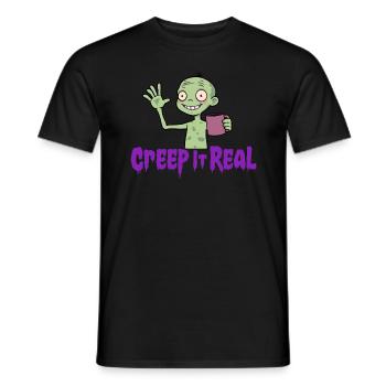 Lustiges Zombie-Design "Creep It Real" - Männer T-Shirt - Schwarz - Vorne - AI Model Male 178 light (178cm)