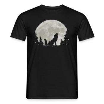 Wolf Mond Wald - Männer T-Shirt - Schwarz - Vorne - AI Model Male 178 light (178cm)