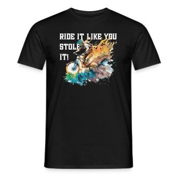 Mountainbike - Roulez comme si vous l’aviez volé - VTT Fun - T-shirt homme - noir - Devant - AI Model Male 178 light (178cm)