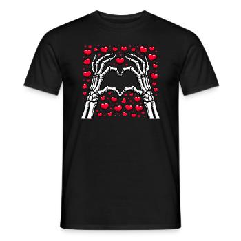 Squelette main coeur Saint-Valentin copain amour plaisir - T-shirt homme - noir - Devant - AI Model Male 178 light (178cm)