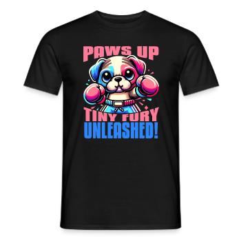 PFOTEN HOCH TINY FURY ENTFESSELT SÜSSES KAWAII-HUNDEBOXEN - Männer T-Shirt - Schwarz - Vorne - AI Model Male 178 light (178cm)