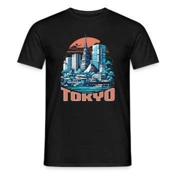 IKONISCHE SEHENSWÜRDIGKEITEN VON TOKIO STADTBILD, JAPAN - Männer T-Shirt - Schwarz - Vorne - AI Model Male 178 light (178cm)