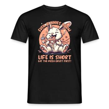 BUNNIES PIZZA - Men's T-Shirt - black - Front - AI Model Male 178 light (178cm)