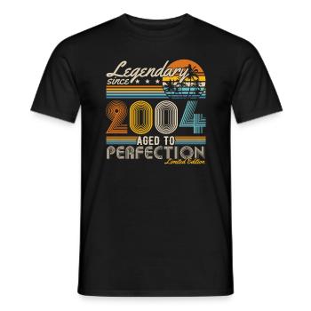 Légendaire depuis 2004 Vintage Anniversaire Rétro - T-shirt homme - noir - Devant - AI Model Male 178 light (178cm)