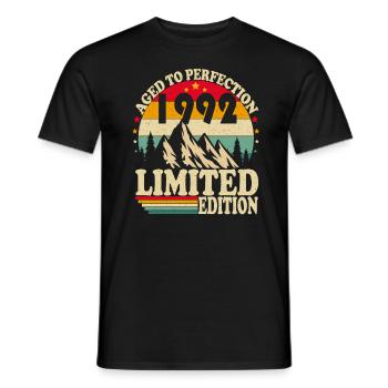 Vintage, 1992, Vintage Retro, Cadeau d’anniversaire - T-shirt homme - noir - Devant - AI Model Male 178 light (178cm)