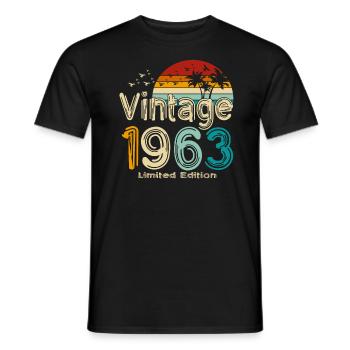 1963 Born Vintage Birthday Retro - Men's T-Shirt - black - Front - AI Model Male 178 light (178cm)